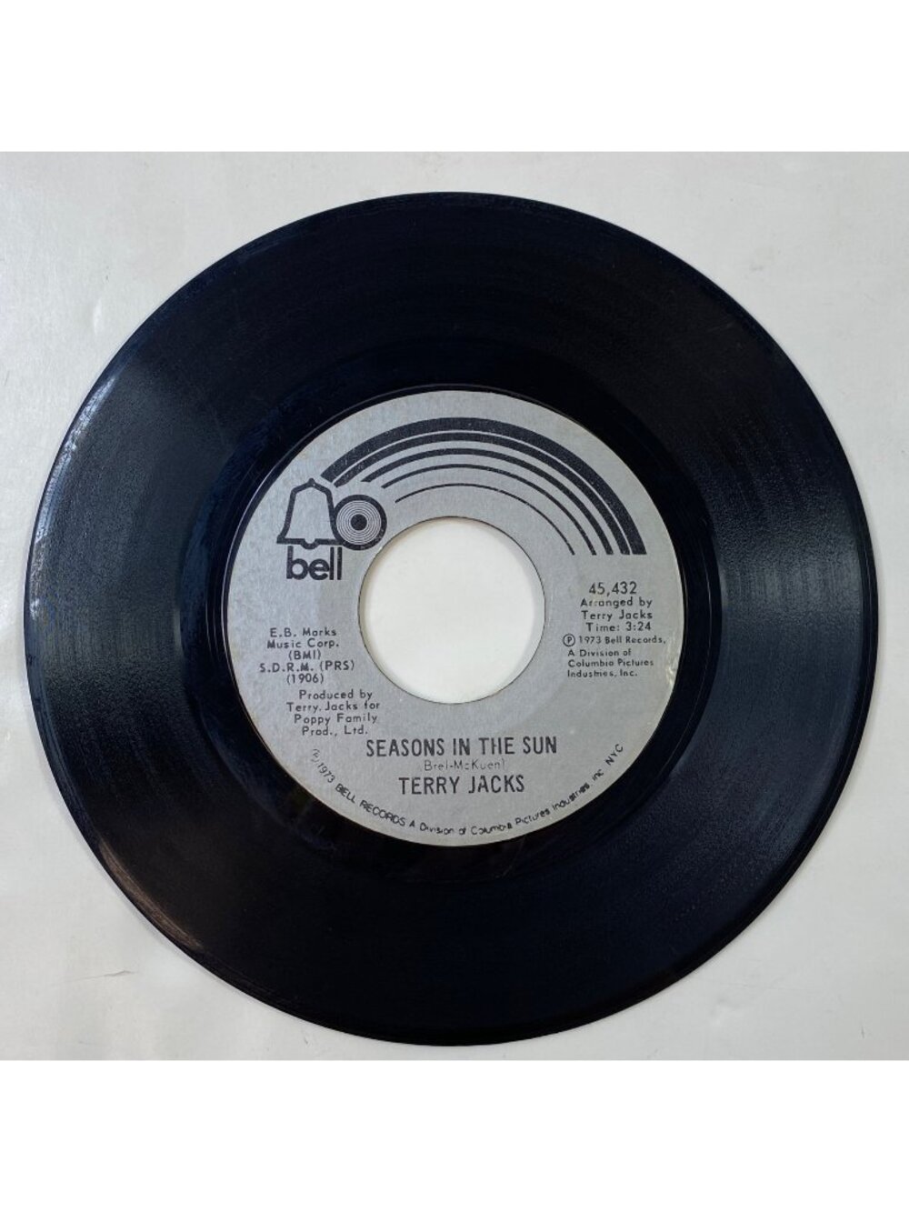 Vintage Terry Jacks 45 Rpm Vinyl Single Seasons In The Sun Put The Bone In